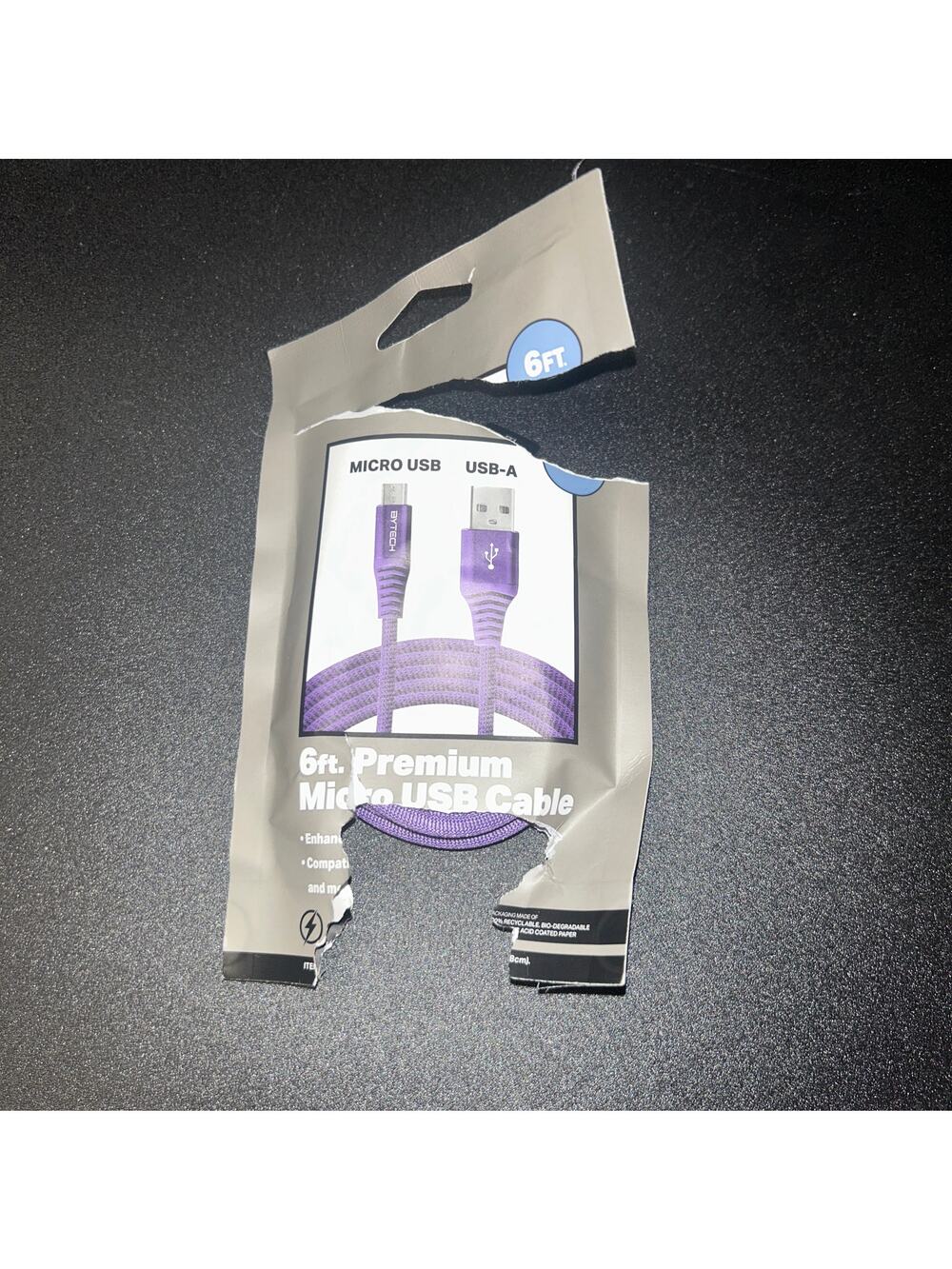 New Bytech Purple 6 Foot Premium Micro USB Cable